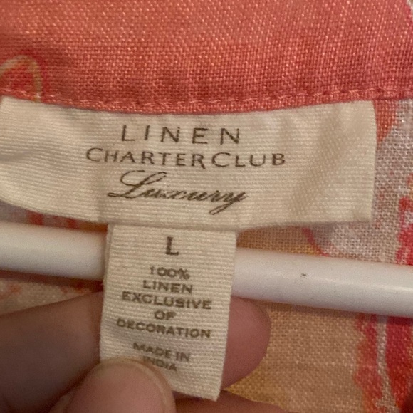 Pretty 100% linen shirt. Size L. Linen Charter Club. - Picture 4 of 4